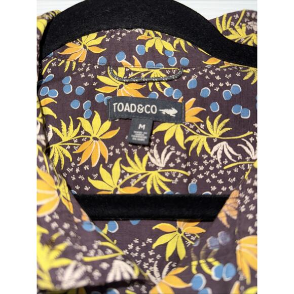 Toad & Co Fletch Short Sleeve Shirt Med Raisin Palm Print Tropical Button Up - Picture 2 of 11